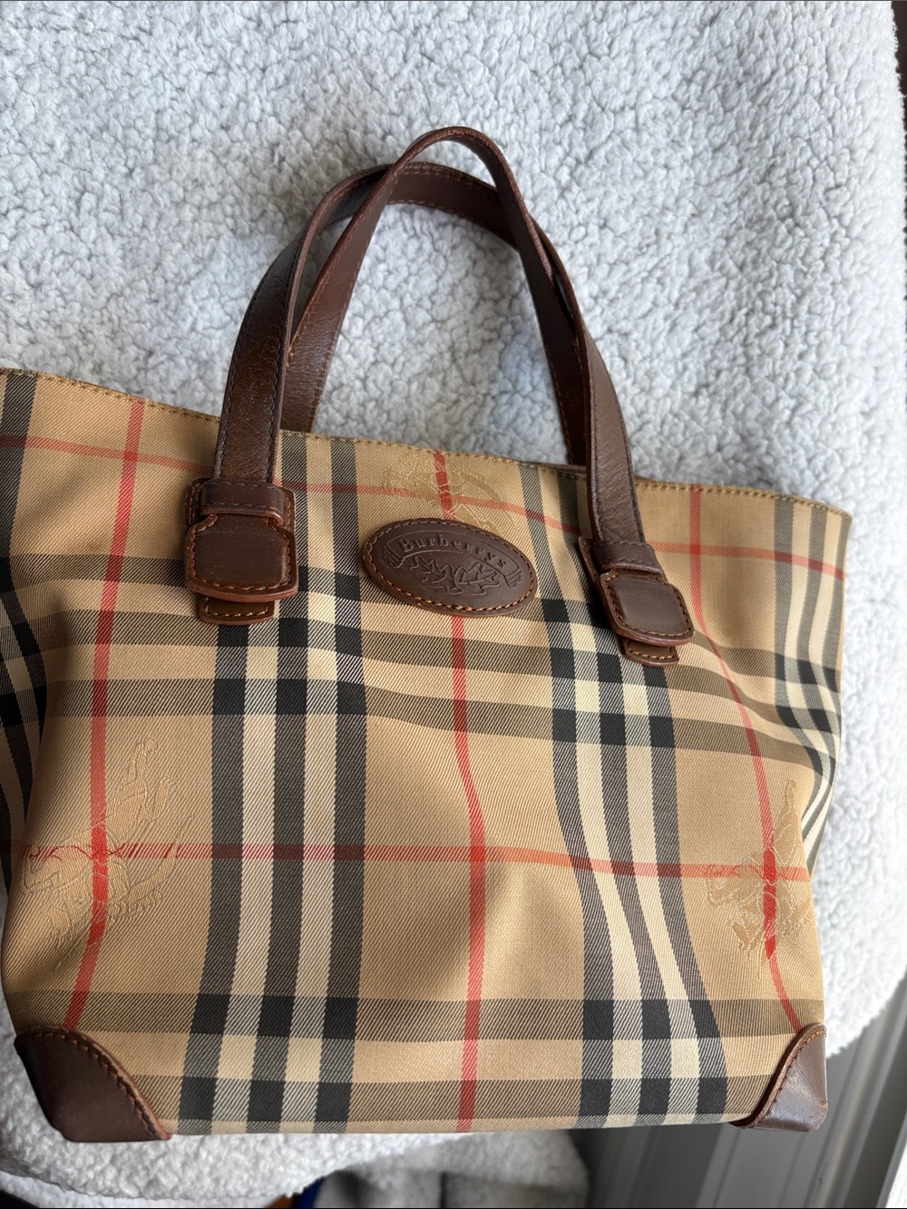 Authentic Vintage Burberrys Nova Check Small Handbag Brown Leather - Picture 3 of 17